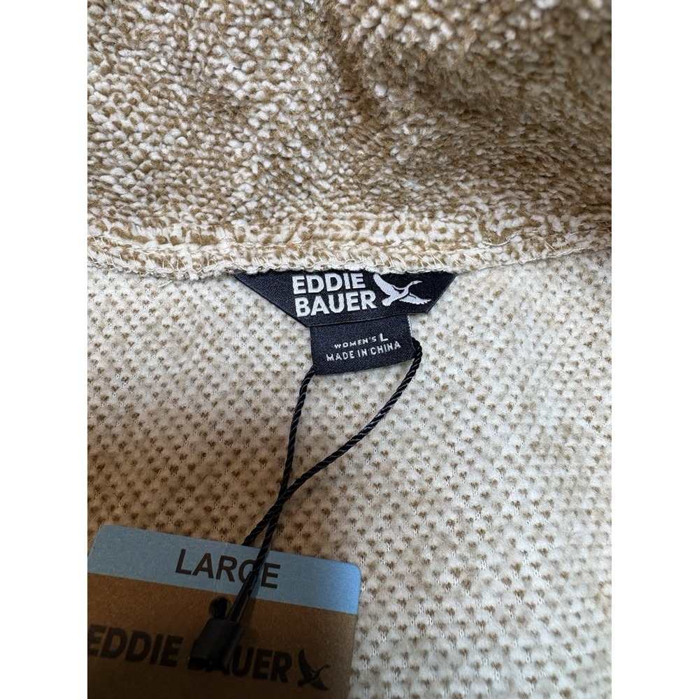Eddie Bauer Womens Pullover Sweater Large Beige Button Neck NWT Cozy - Picture 2 of 14